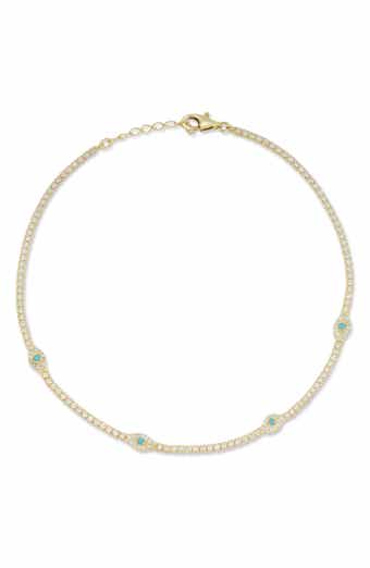 SPHERA MILANO Sterling Silver & CZ Evil Eye Anklet
