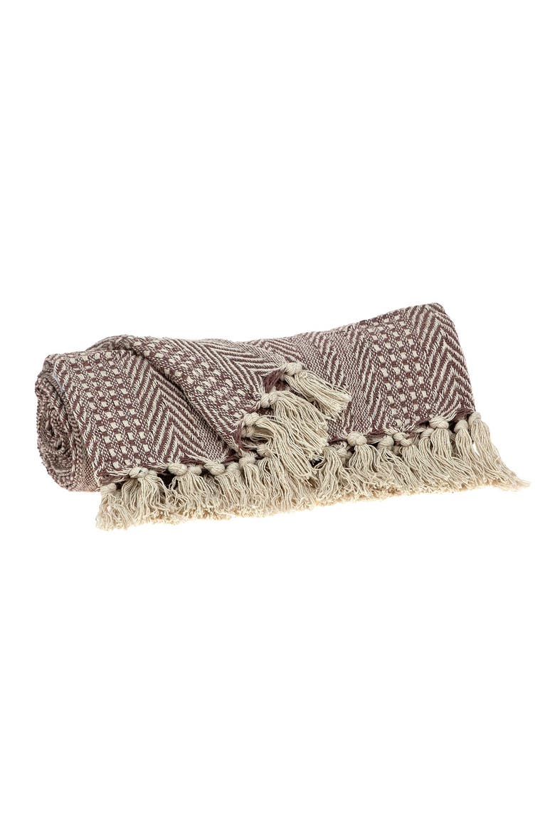 Thor Casual Beige 52" x 67" Woven Handloom Throw, Alternate, color, PINK