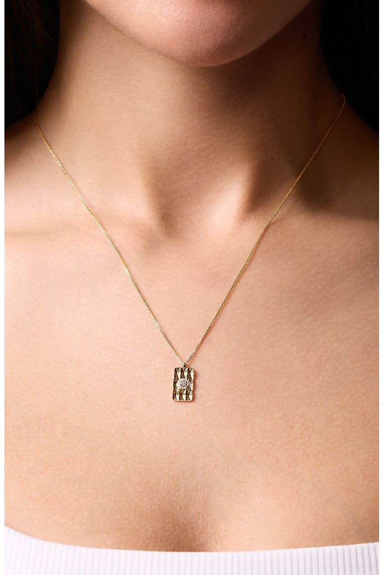 Cleo 18K Yellow Gold Diamond Tag Pendant Necklace, Alternate, color, 18K YELLOW GOLD