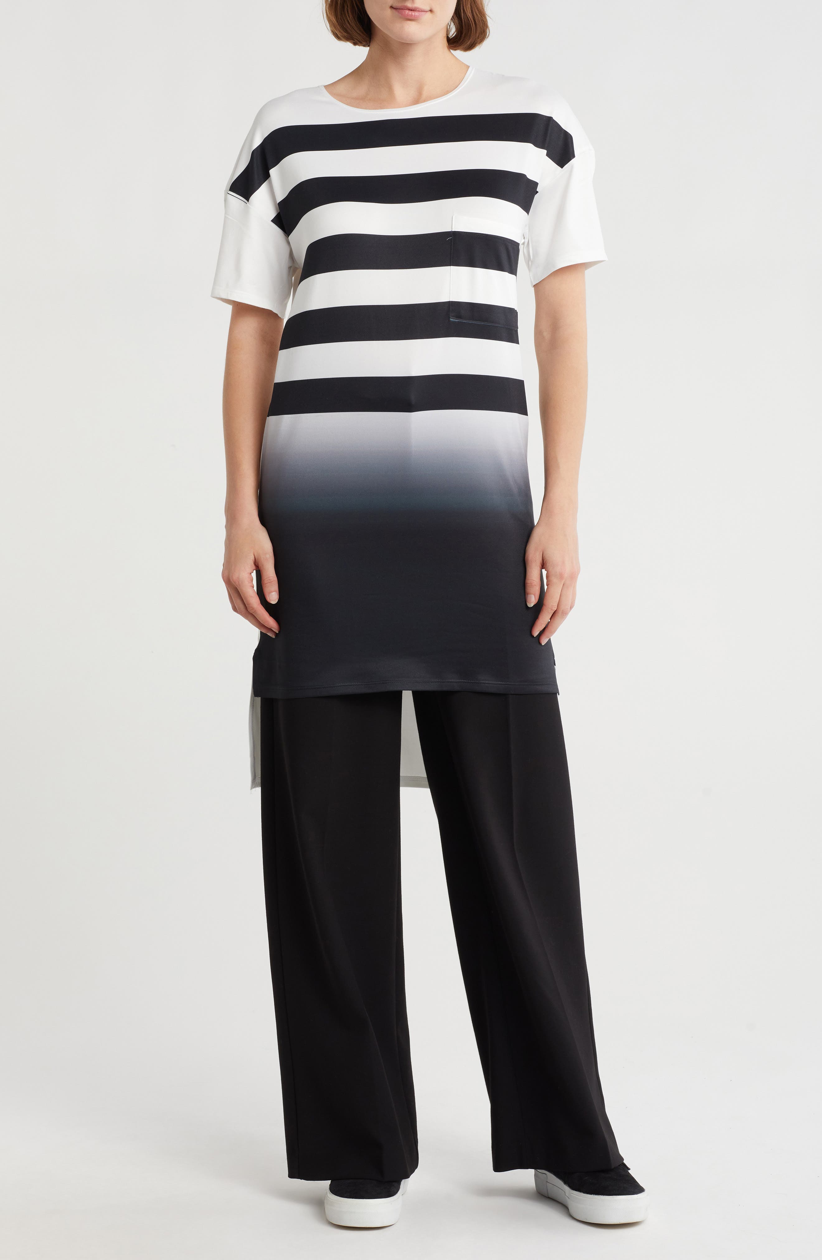 WHITE BLACK STRIPE DIP PRINT