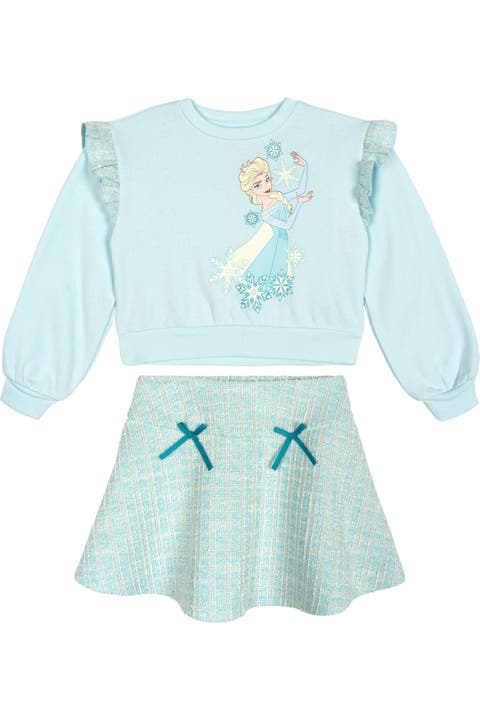 Frozen Queen Elsa Fleece Sweatshirt And Plaid Pleated Skirt Set (toddler, Little Kid & Big Kid)