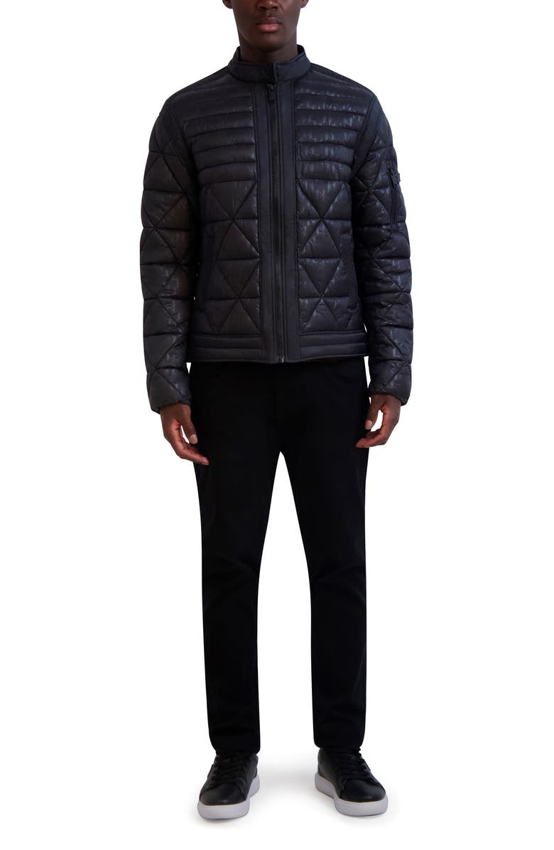 KARL LAGERFELD PARIS Logo Print Quilted Jacket, Alternate, color, 