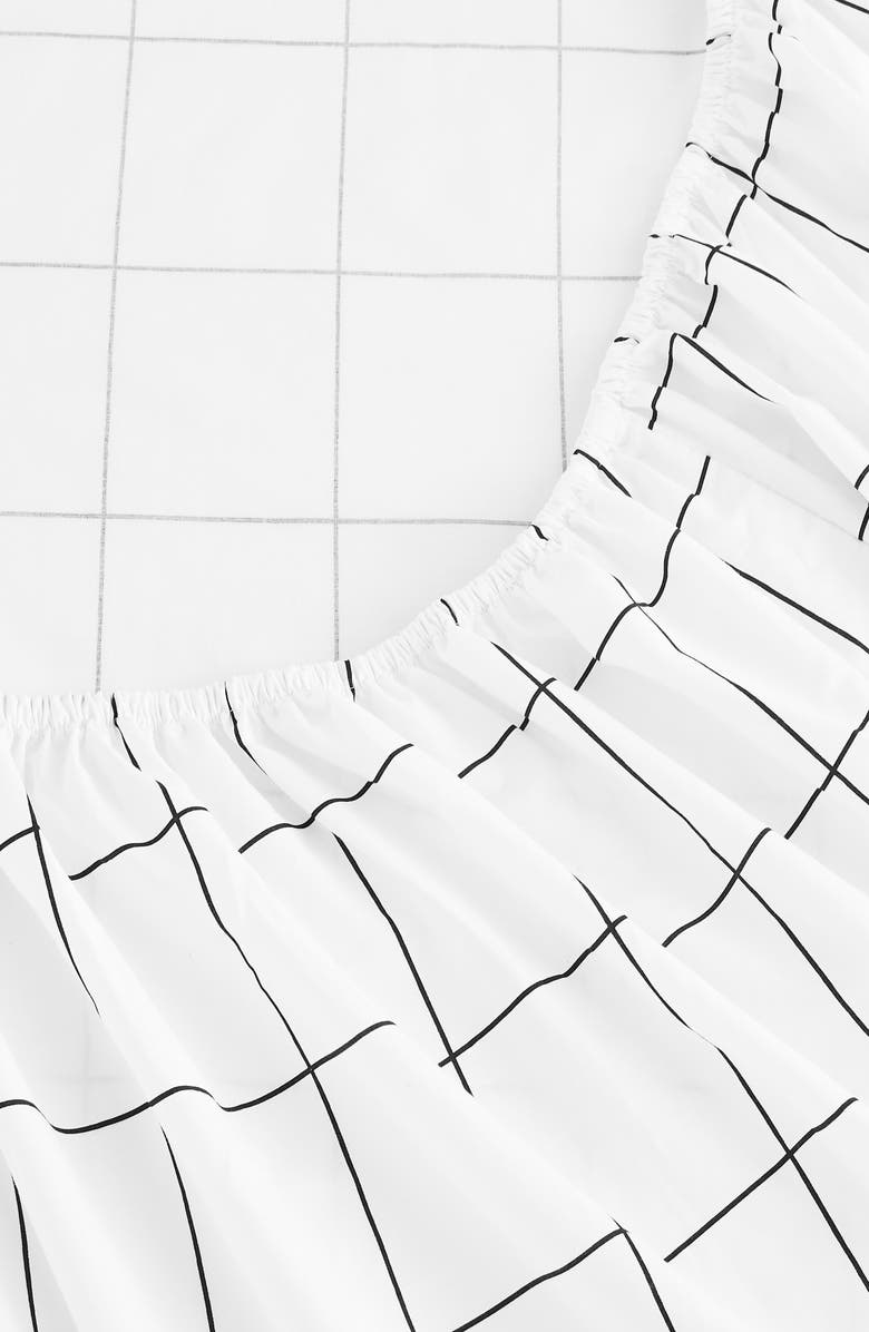 MELANGE HOME Grid Percale Cotton Sheet Set, Alternate, color, Black