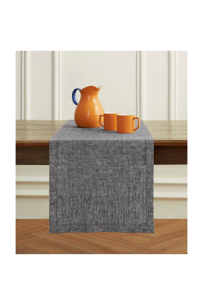 Linen Table Runner - Milan, Main, color, Chambray Black