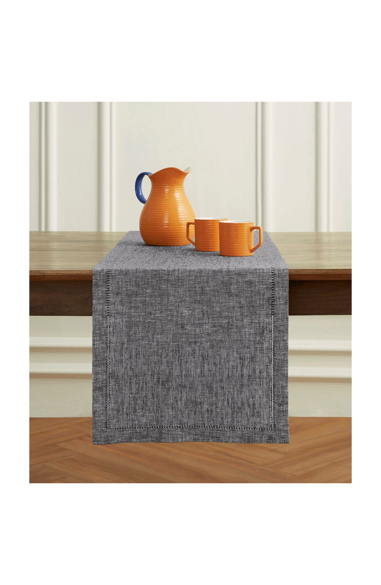 Solino Home Linen Table Runner for Dining Table, Holiday and Everyday Table Decor - Milan, Main, color, Chambray Black