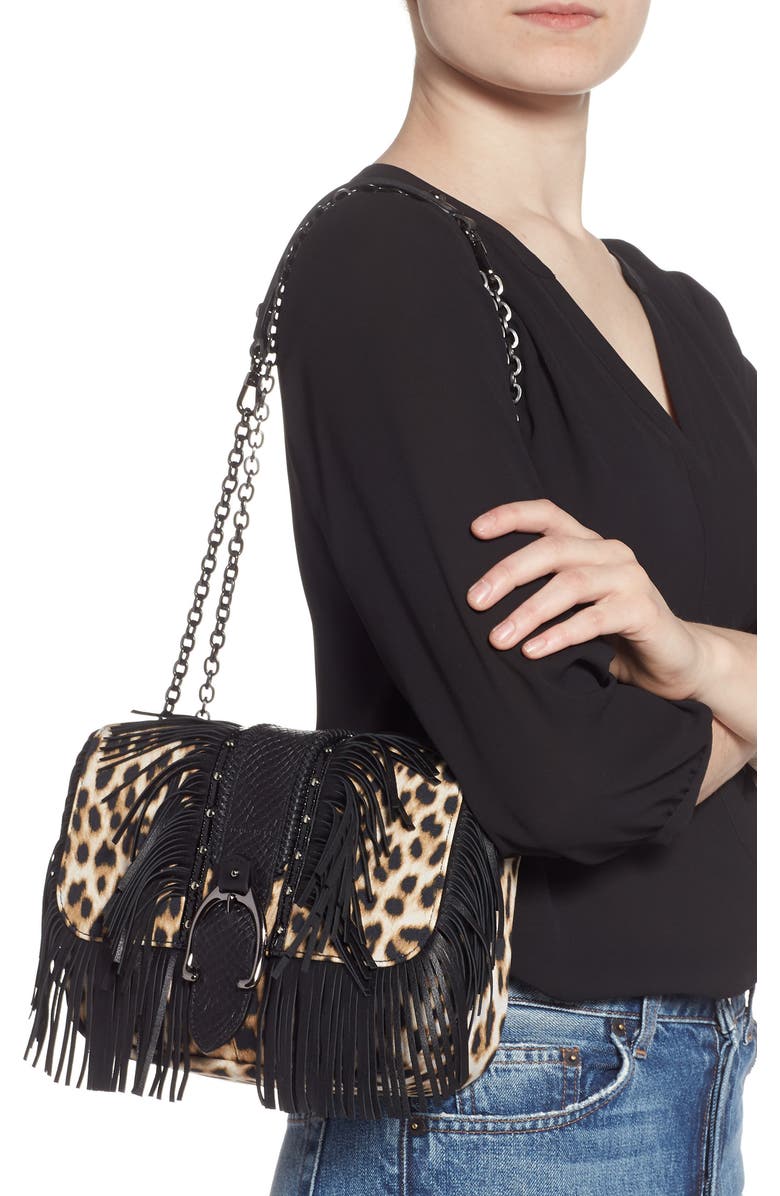 Longchamp Small Amazone Leopard Print Canvas Shoulder Bag, Alternate, color,