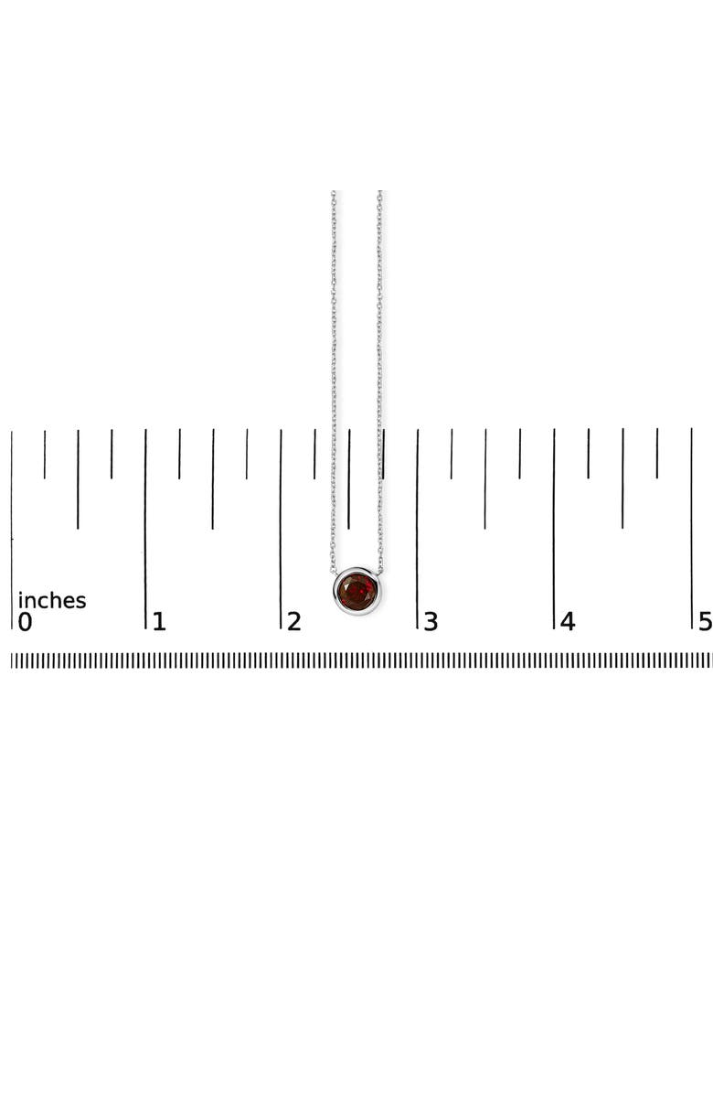 Haus of Brilliance .925 Sterling Silver 7MM Bezel Set Created Gemstone Pendant Necklace - 18" Inches, Alternate, color, Red Garnet