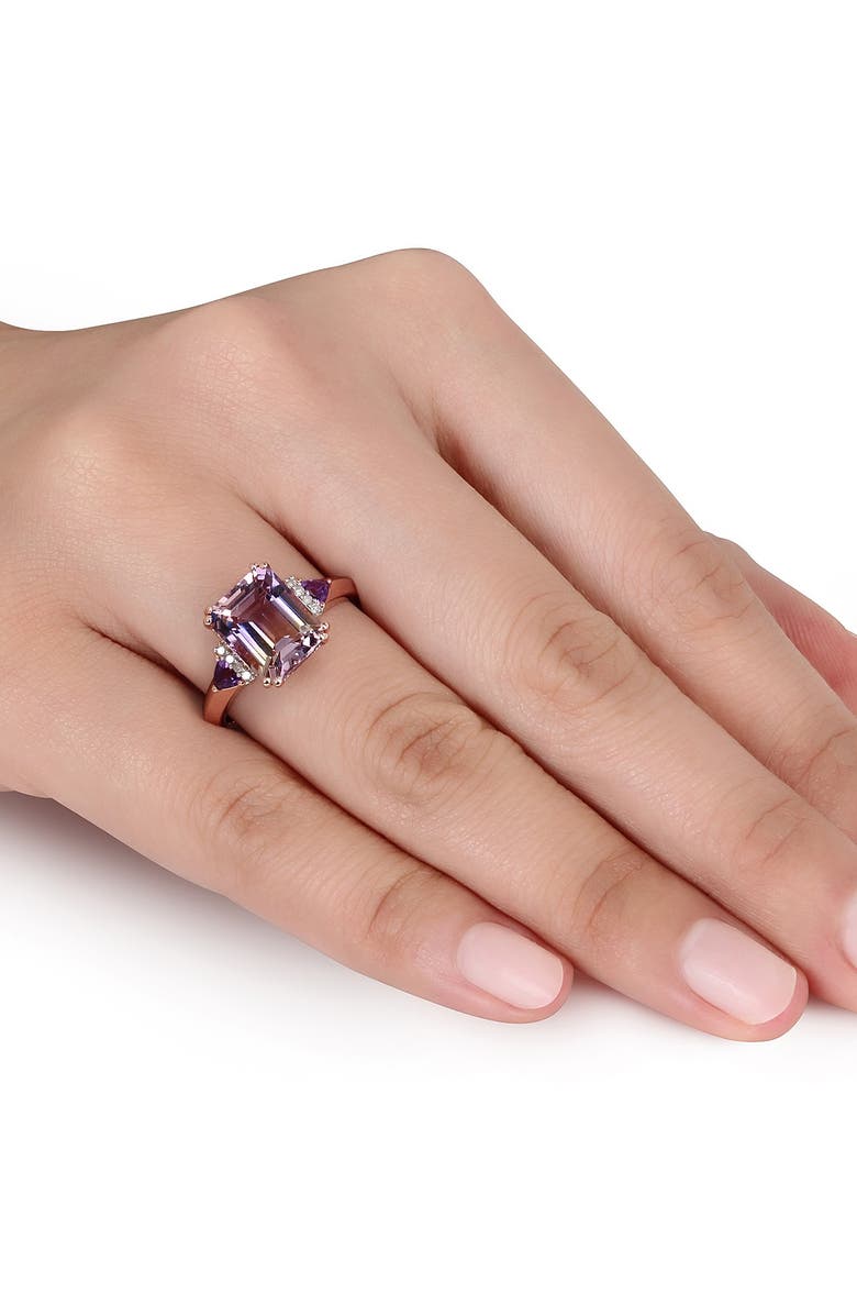 DELMAR Ametrine, Amethyst & Diamond Ring - 0.04 ctw, Alternate, color, Purple
