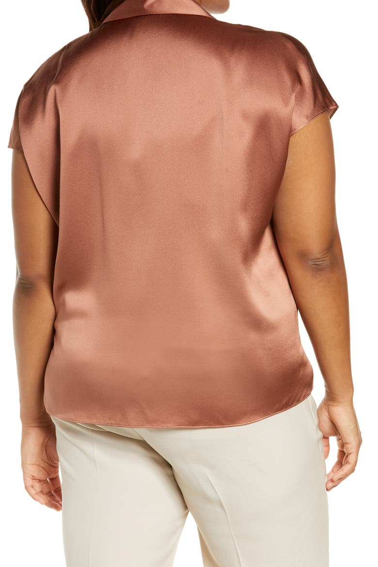 Shaped Collar Silk Blouse, Alternate, color, VINTAGE ROSE