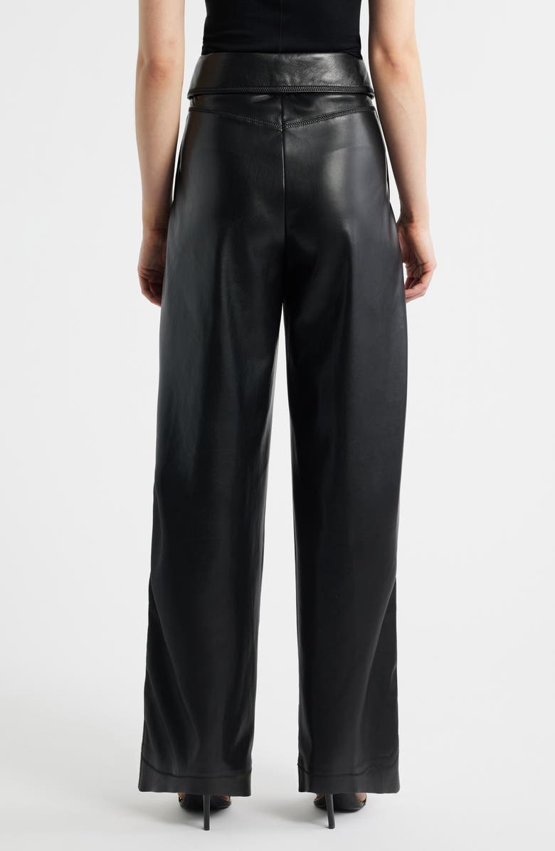 BOSS Orange Tadelena Belted Faux Leather Wide Leg Pants, Alternate, color, 