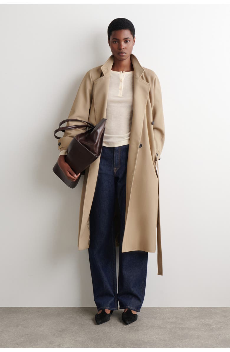 COS Ribbed Wool Henley Top, Alternate, color, Ivory