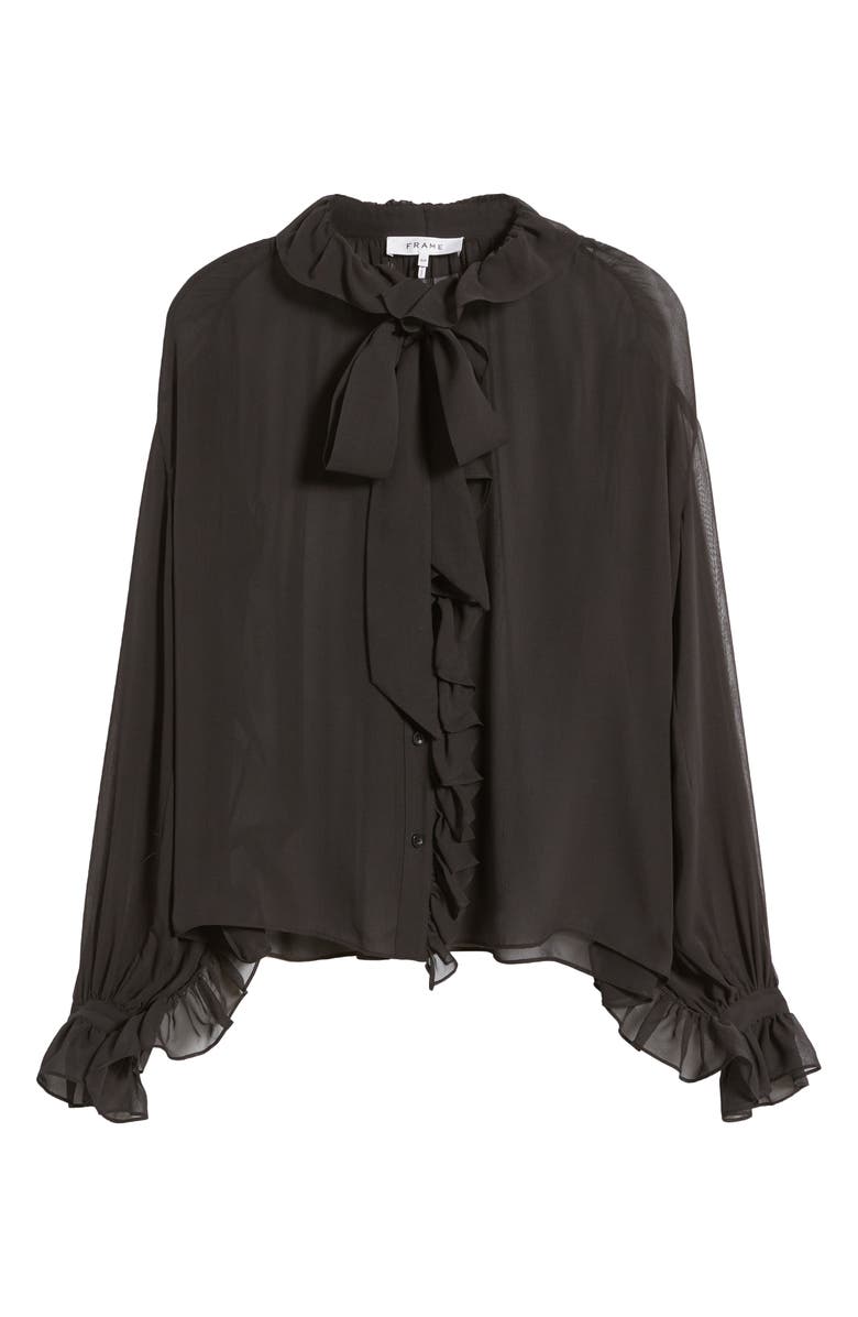 FRAME Ruffle Silk Shirt, Alternate, color,