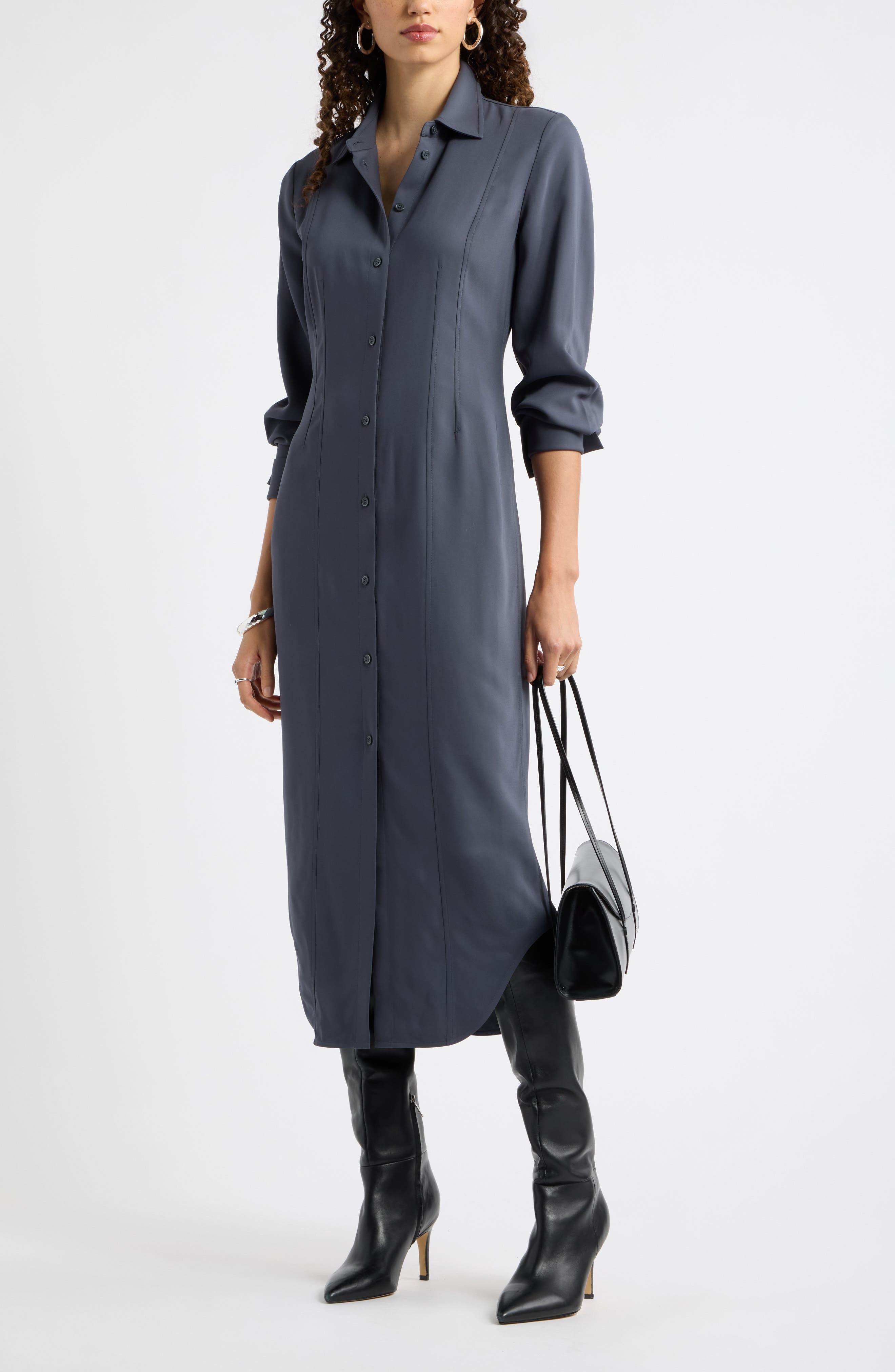 Nordstrom Long Sleeve Midi Shirtdress (Women) | Nordstrom