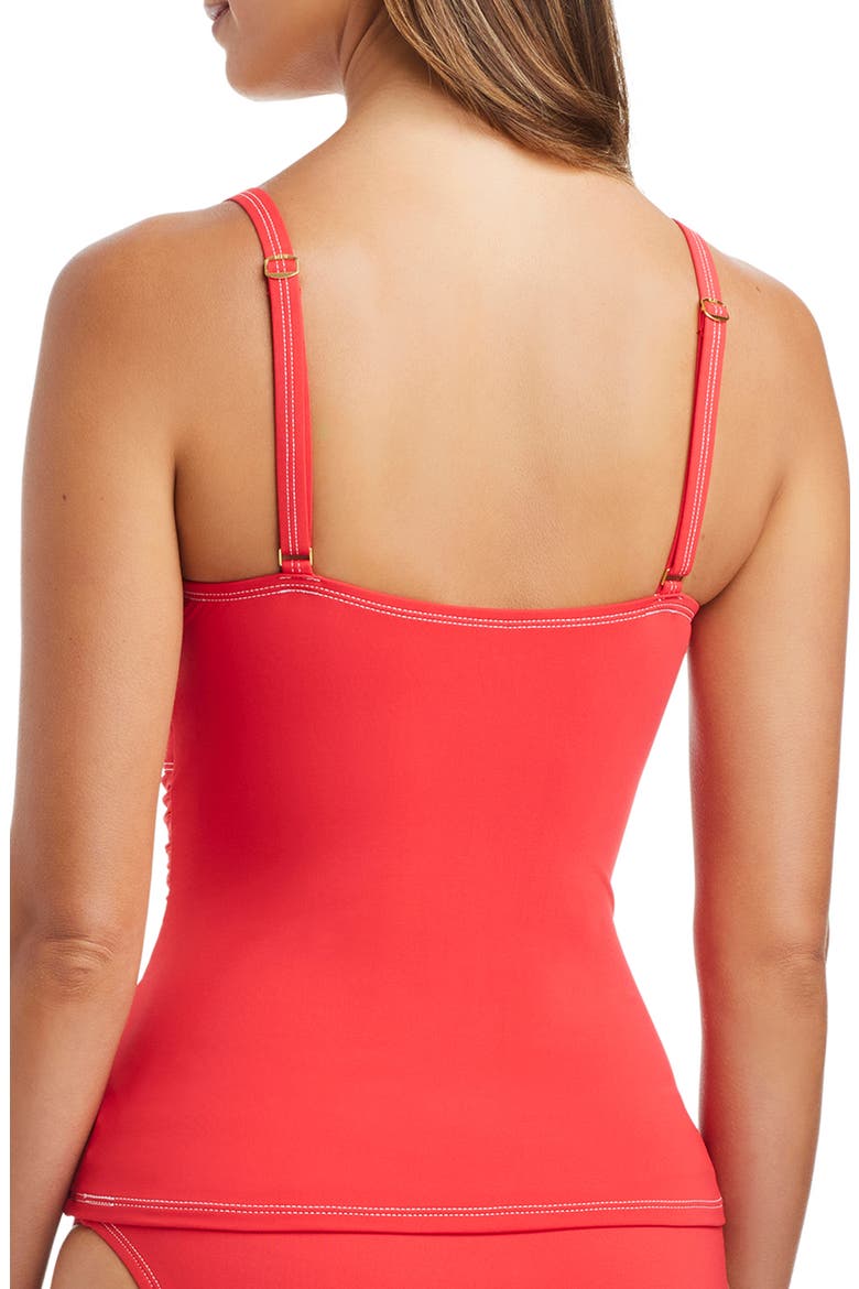 Contrast Stitch Ruched Tankini Top, Alternate, color, GOLDEN GATE