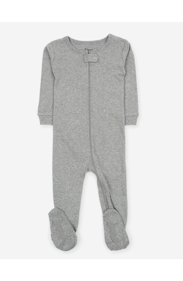 Leveret Kids Footed Solid Cotton Matching Family Pajamas, Main, color, Light Gray
