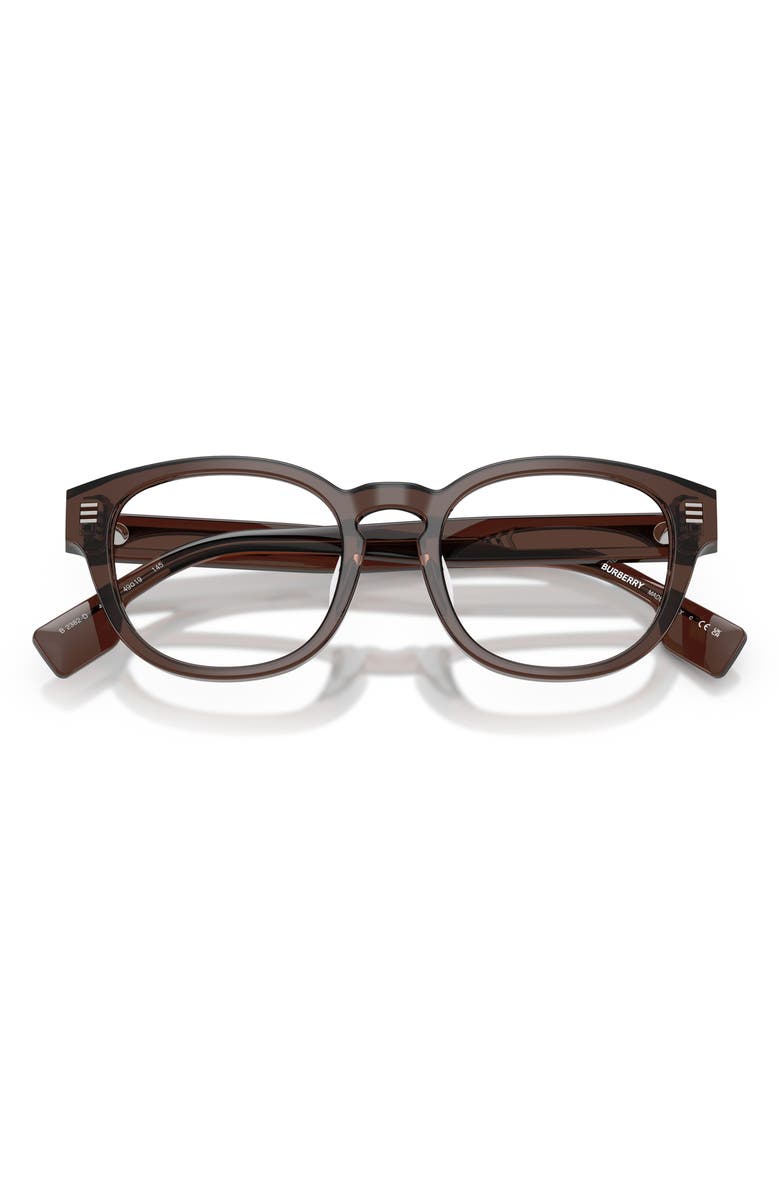 Burberry 49mm Round Optical Glasses, Alternate, color, Brown / Demo Lens