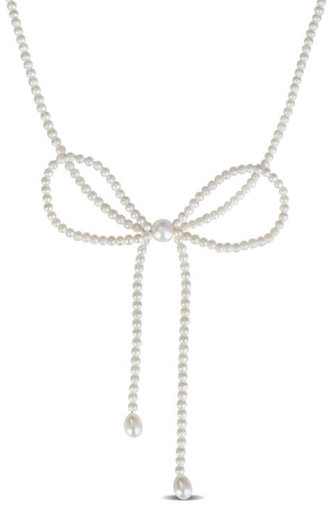 3.5-9.5mm Cultured Freshwater Pearl Bow Necklace