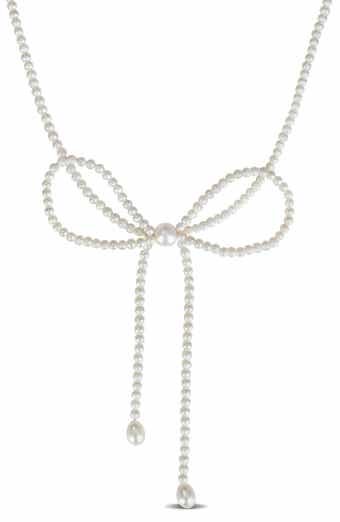 DELMAR 3.5-9.5mm Cultured Freshwater Pearl Bow Necklace