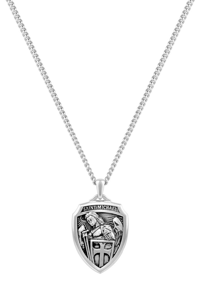 Men's St. Christopher Pendant Necklace, Main, color, SILVER