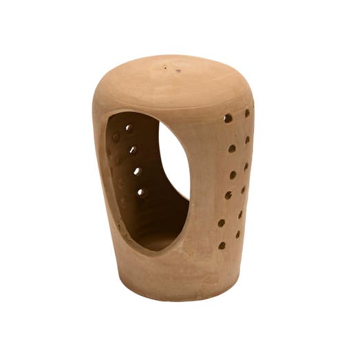 Storied Home Creative Co-op Handmade Terracotta Candle Holder With Cutouts In Brown