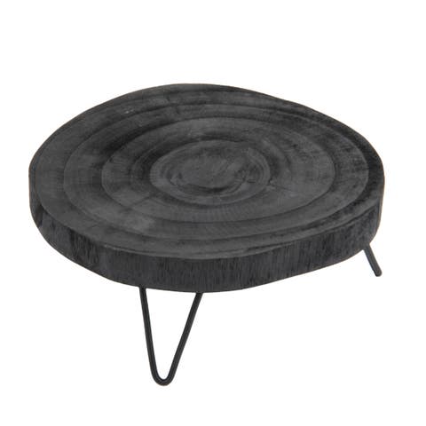 Decorative Paulownia Wood Pedestal, Black