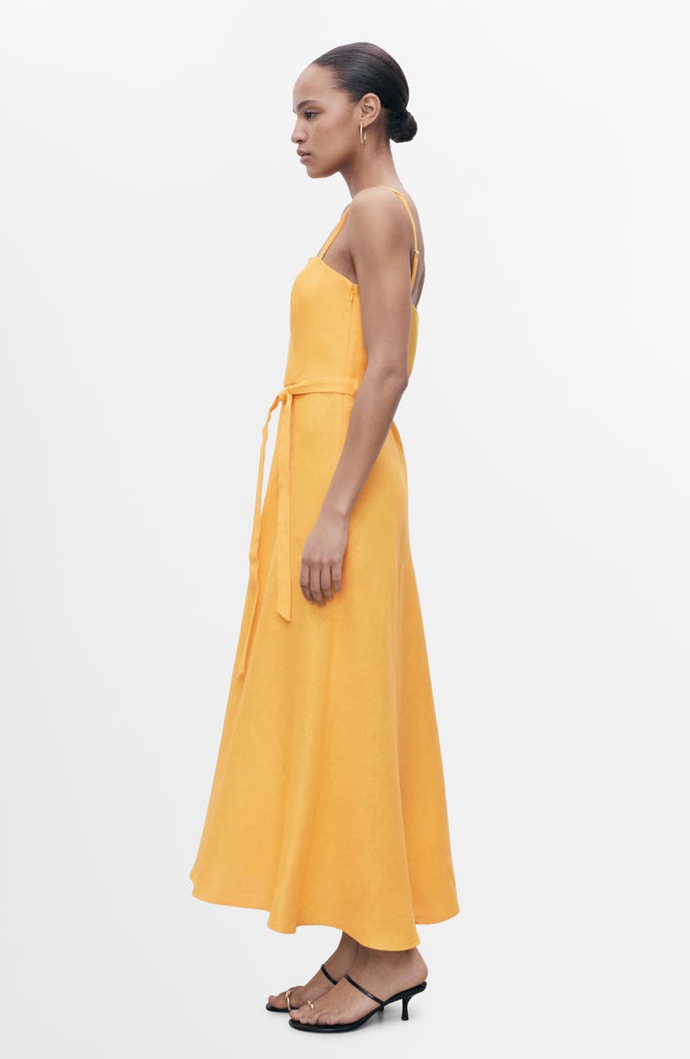 MANGO Bow Linen Sundress, Alternate, color, Orange
