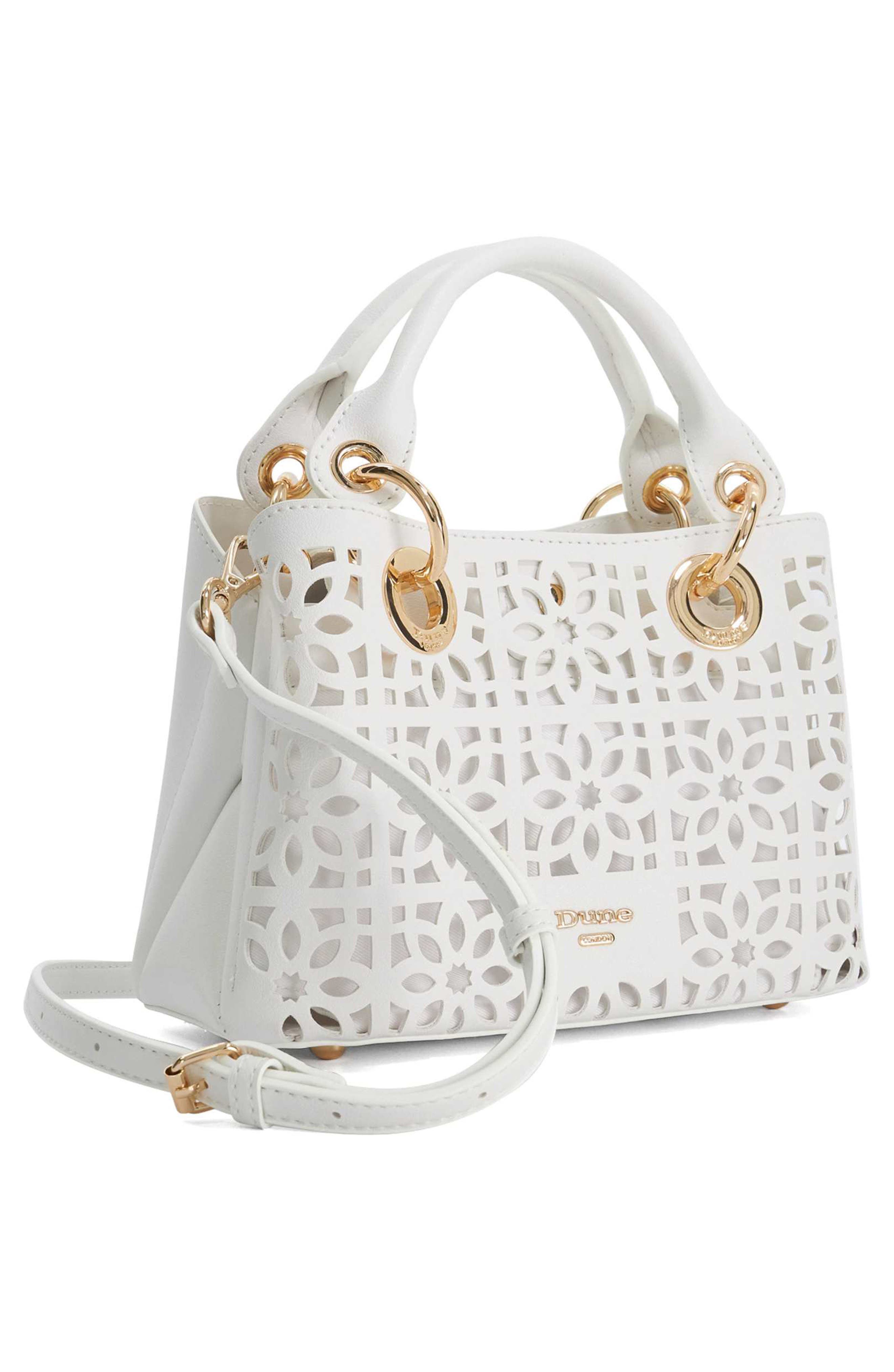 Dune London Diddydelaser Faux Leather Top Handle Bag, Alternate, color, White