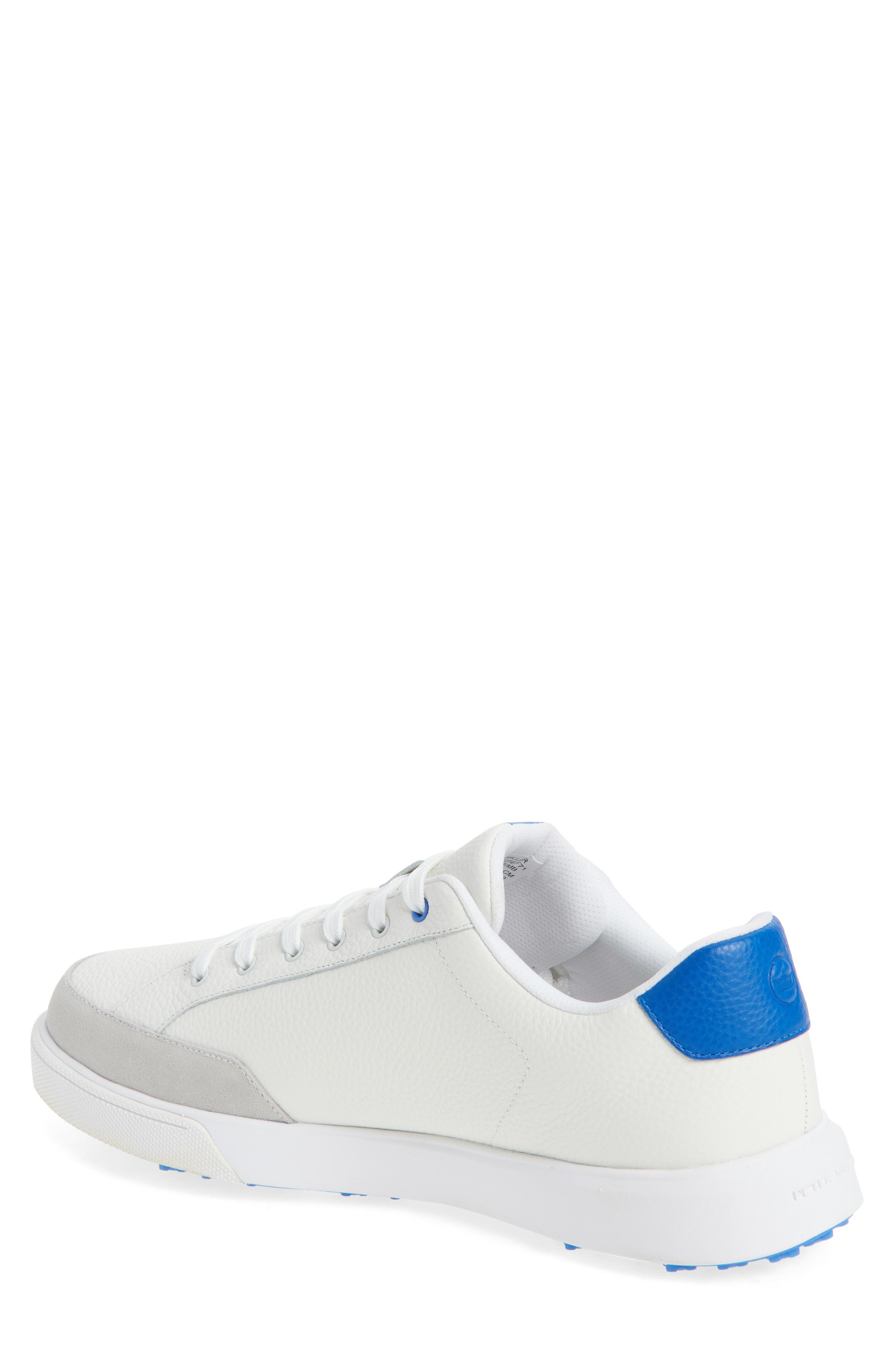 Peter Millar Drift Hybrid Water Resistant Leather Golf Shoe, Alternate, color, White/ Mako