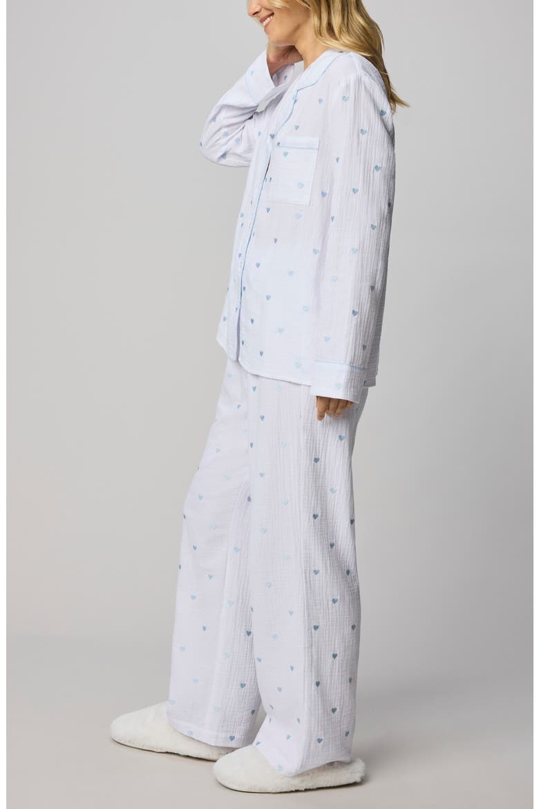 Lottie Love Cotton Gauze Pajamas, Alternate, color, WHITE/ SEA BREEZE