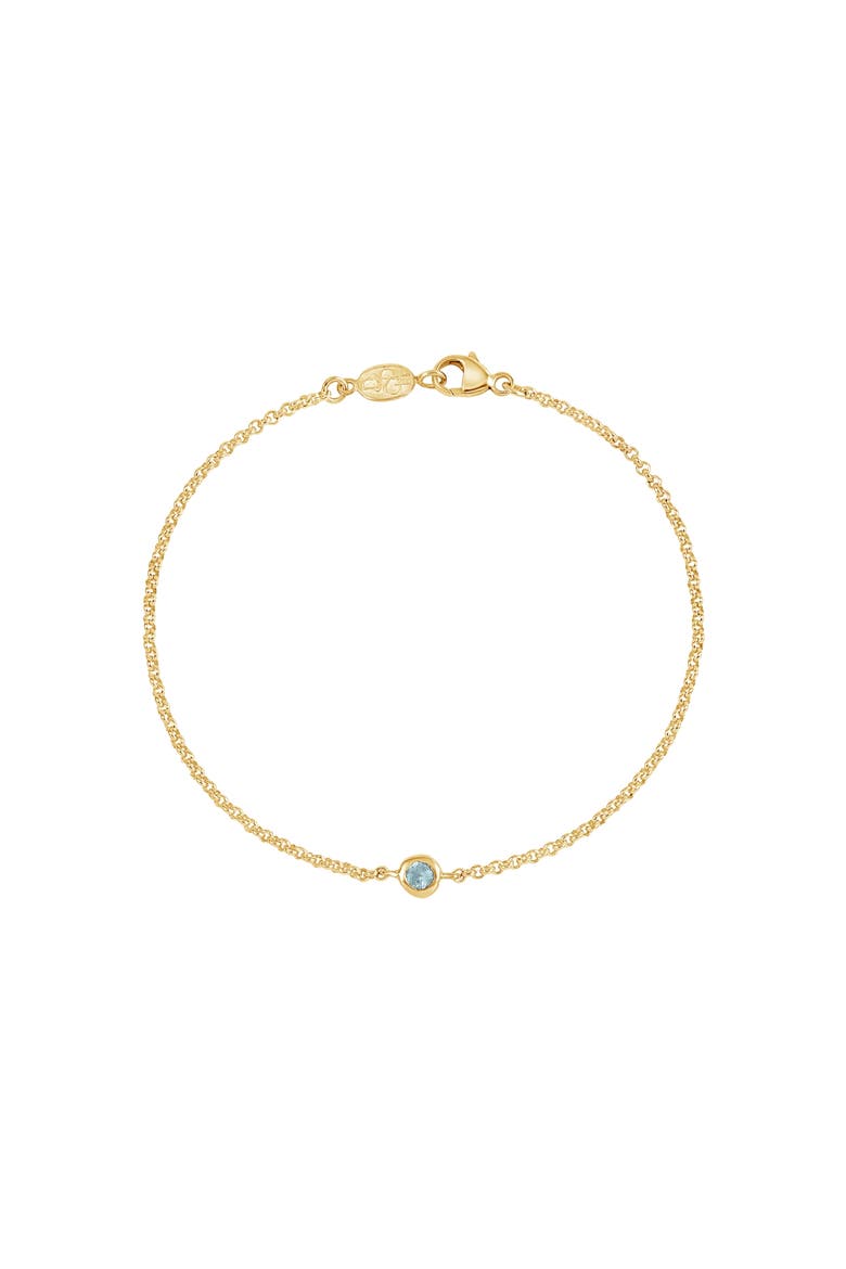 Single Aquamarine Dewdrop Chain Bracelet, Main, color, Yellow Gold Vermeil