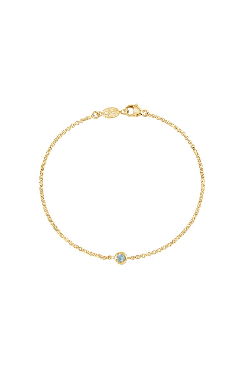 Dower & Hall Single Aquamarine Dewdrop Chain Bracelet, Main, color, Yellow Gold Vermeil