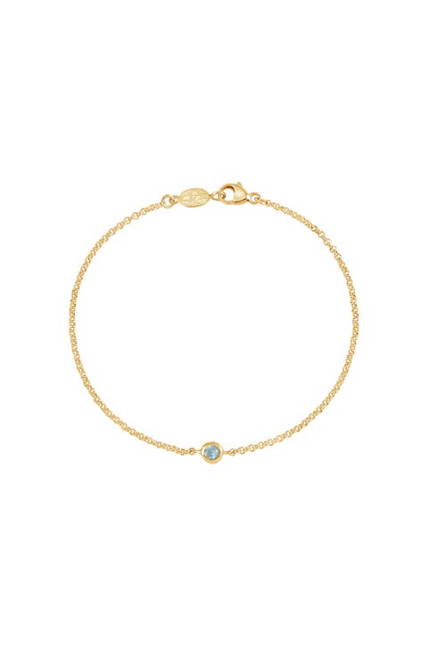 Single Aquamarine Dewdrop Chain Bracelet