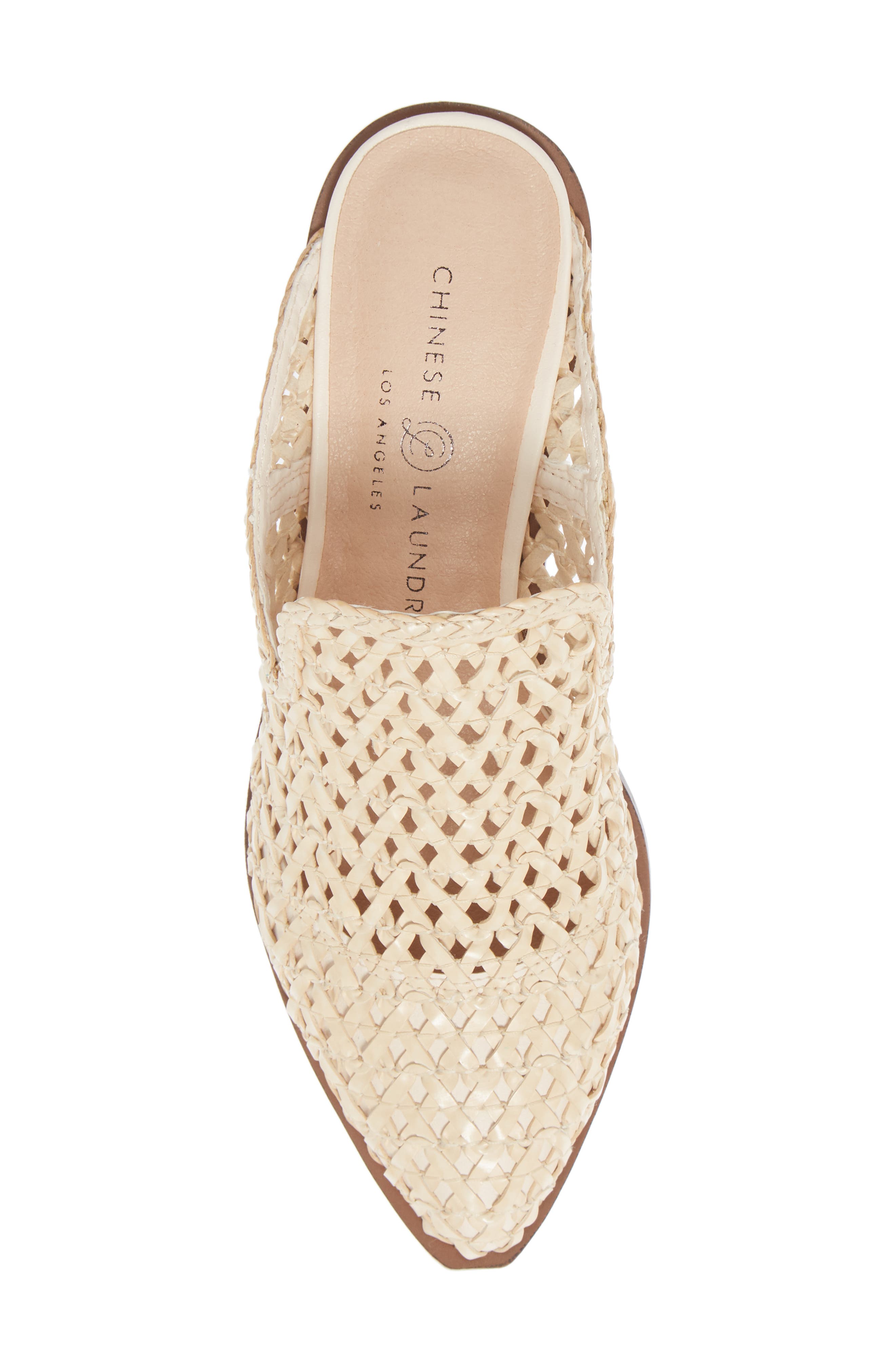 Mayflower Woven Mule, Alternate, color, ECRU FAUX LEATHER