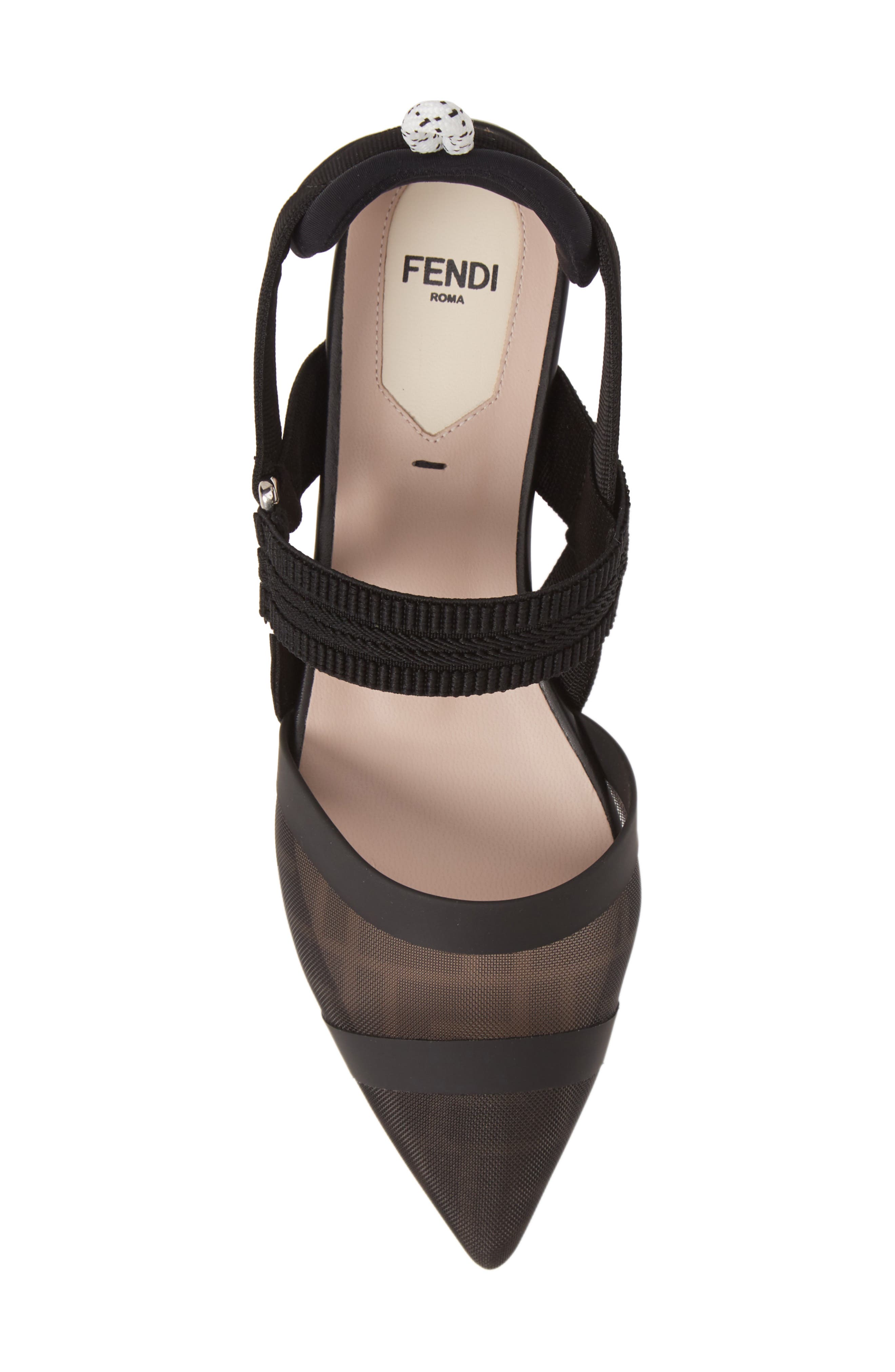 Fendi Colibri Mesh Pointed Toe Slingback Flat, Alternate, color, 