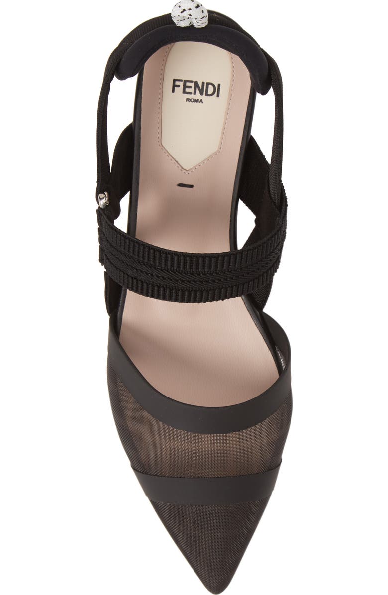 Fendi Colibri Mesh Pointed Toe Slingback Flat, Alternate, color,