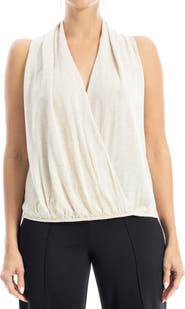 MAX STUDIO Faux Wrap Sleeveless Sweater