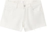 MANGO TEEN Raw Hem Low Rise Denim Shorts