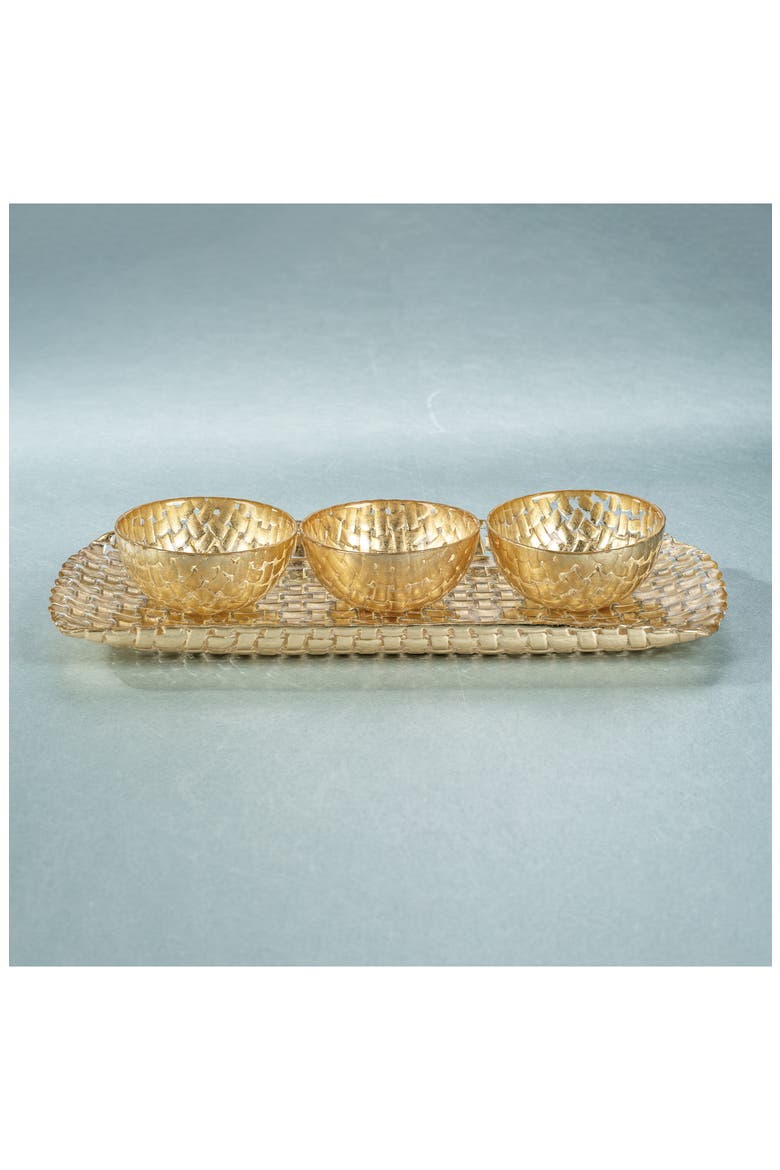 Braided Set of 6 Condiment Bowls, Alternate, color, GOLD