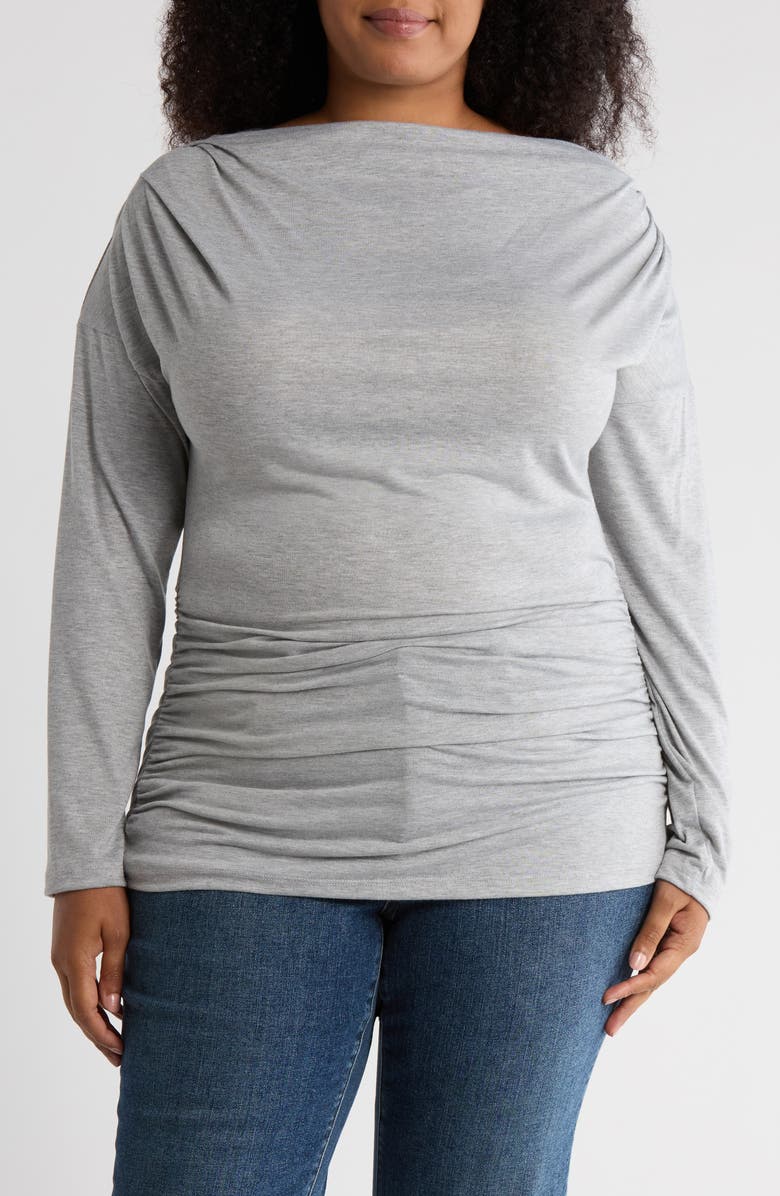 Renee C Off-the-Shoulder Knit Top, Main, color, Heather Grey