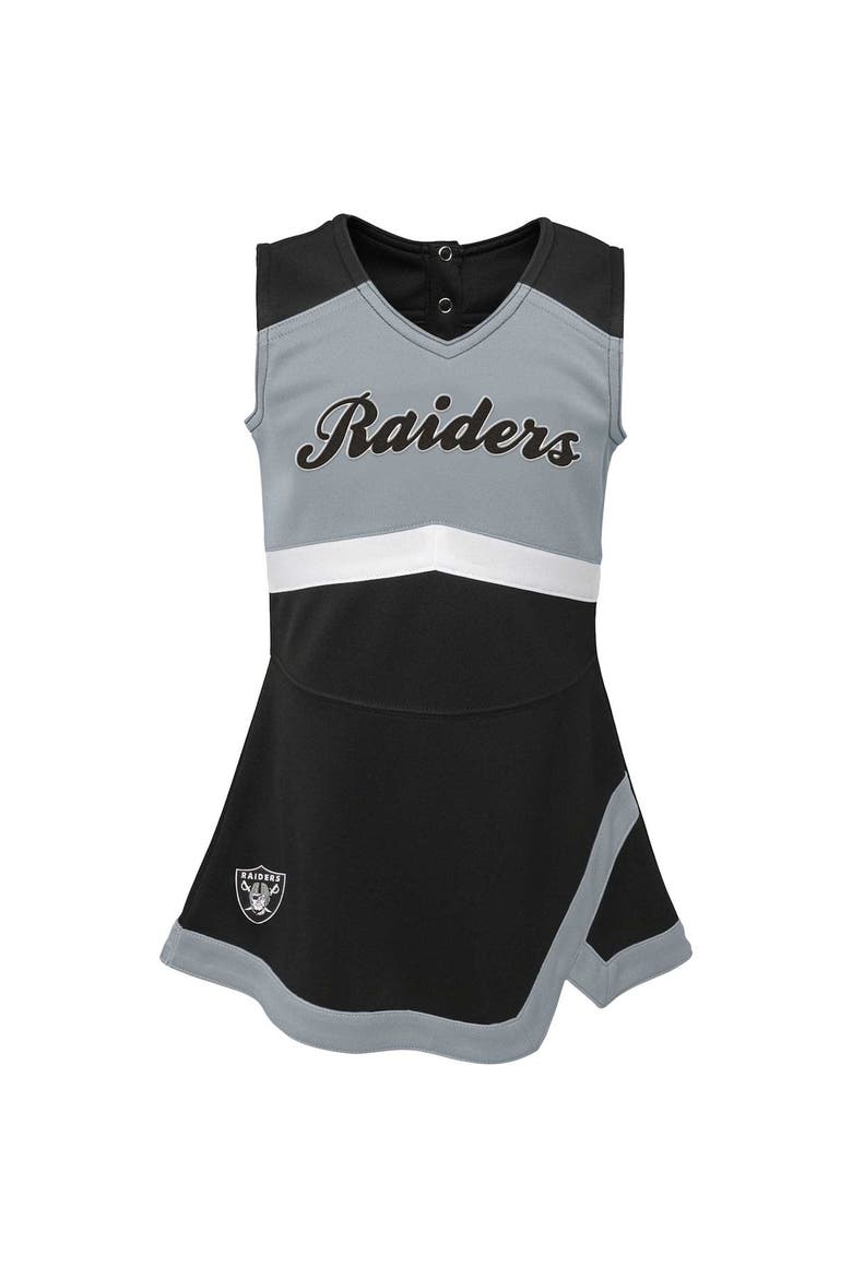 Girls Infant Black Las Vegas Raiders Cheer Captain Jumper Dress, Alternate, color, Black