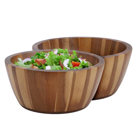 Acacia Wood Salad Bowl Set