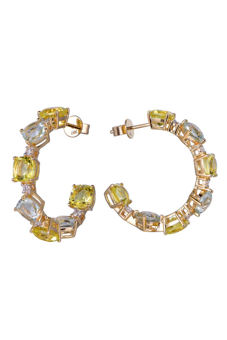 Green Amethyst & Lemon Quartz Earrings with Diamonds, Alternate, color, Green & Lemon