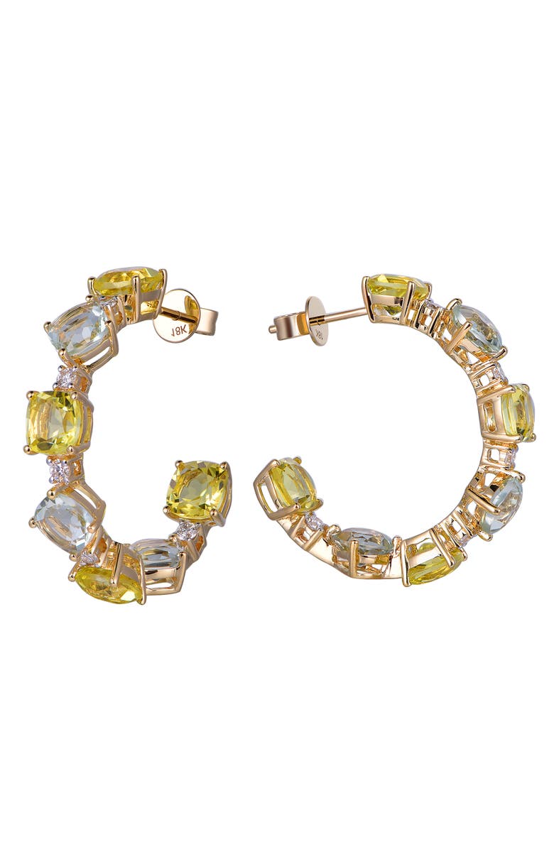 Kahn High Jewelry Green Amethyst & Lemon Quartz Earrings with Diamonds, Alternate, color, Green & Lemon