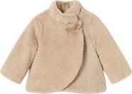 Mayoral Bow Faux Fur Coat