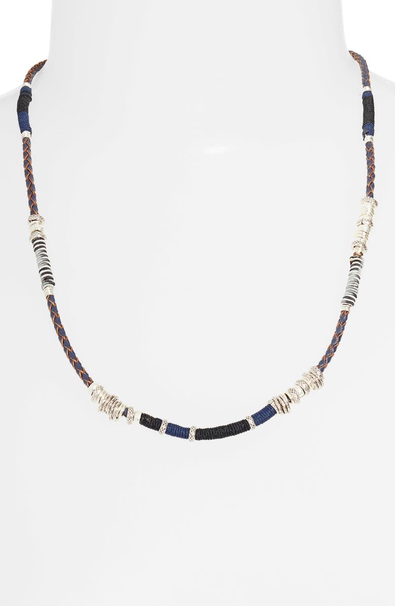 Gas Bijoux Men's Marceau Beaded Leather Necklace, Alternate, color,