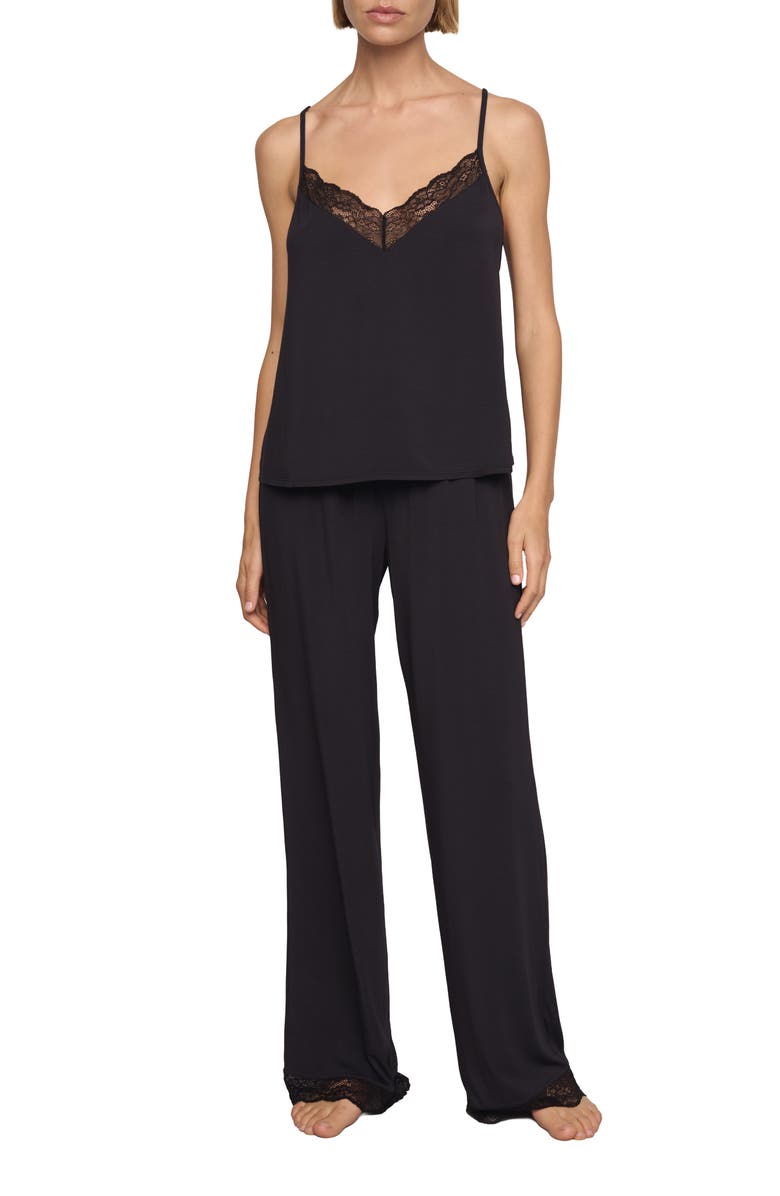 Eberjey Kari Lace Trim Long Pajamas, Main, color,