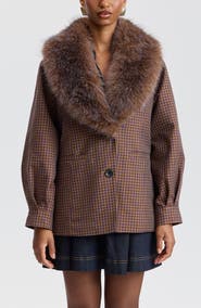 Avec Les Filles Faux Fur Trim Oversized Blazer