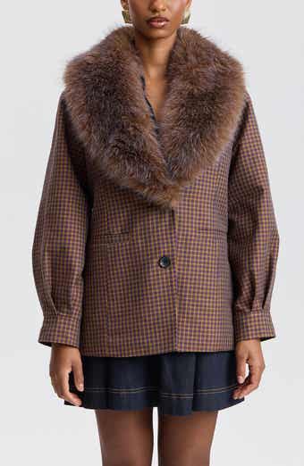Faux Fur Trim Oversized Blazer