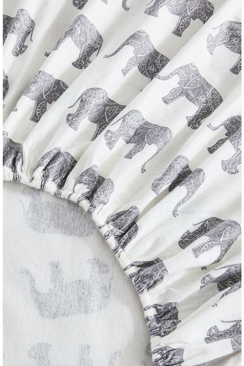 Elephant Flannel Sheet Set, Alternate, color, GREY