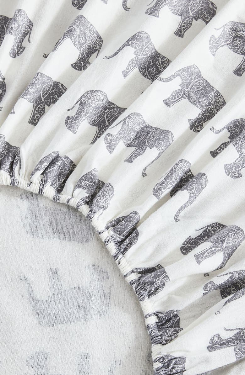 MELANGE HOME Elephant Flannel Sheet Set, Alternate, color, Grey